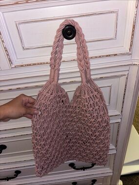NWOT Woven Crochet Tote Bag in Dusty Rose / Pink